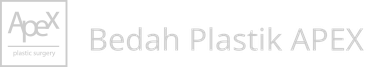 Logo klinik yang memadukan simbol bahasa Inggris Apex plastic surgery dan nama klinik dalam bahasa Korea