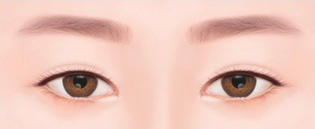 에이펙스성형외과 눈재수술 대상 사례를 보여주는 쌍꺼풀 라인이 풀려 희미해진 눈매 일러스트