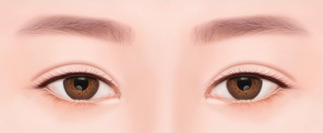 눈매교정 없이 쌍꺼풀 라인만 형성되어 눈이 다소 작아 보이는 눈재수술 대상 눈 일러스트