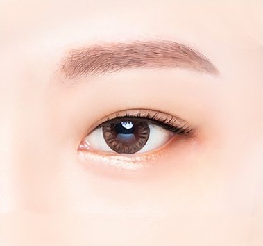 눈썹거상술 후 또렷하게 정돈된 눈매와 눈썹 모양을 나타낸 눈 부위 일러스트
