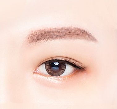 눈썹거상술 후 처짐이 개선되어 또렷하게 뜬 눈과 깔끔하게 정돈된 눈썹 일러스트