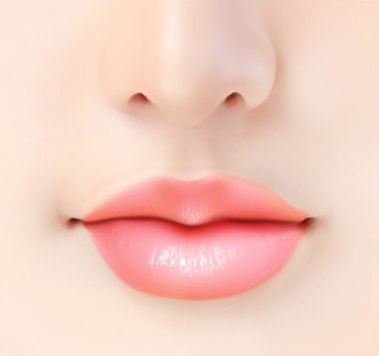 인중축소 및 입술성형 안내를 위한 코와 도톰한 핑크빛 입술 부위 클로즈업 그래픽 일러스트