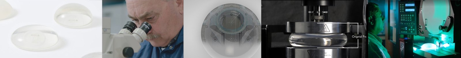 가슴확대 성형에 사용되는 가슴 보형물의 현미경 검사, 압축 내구성 테스트, 광학 정밀 검사 등 제조 및 품질 검사 공정 과정