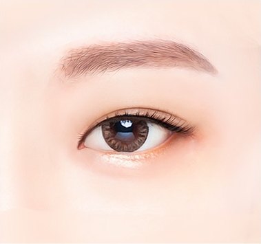 갈색 눈동자와 또렷한 눈매 및 정돈된 눈썹을 보여주는 밑트임 수술 관련 눈 일러스트